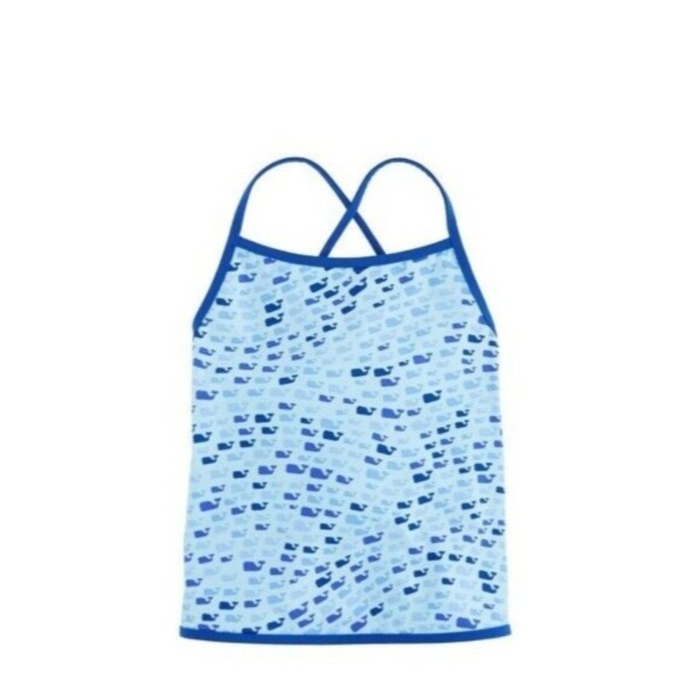 Vineyard Vines Girls Swimwear School Of Whales Tankini Top Crystal Blue M 10-12